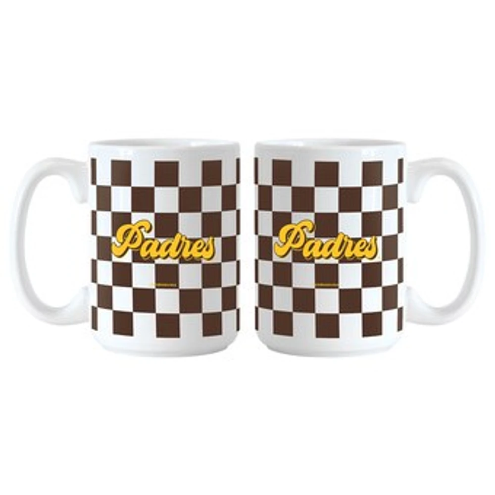 San Diego Padres 2-Pack 15oz. Checkered Wordmark Mug Set