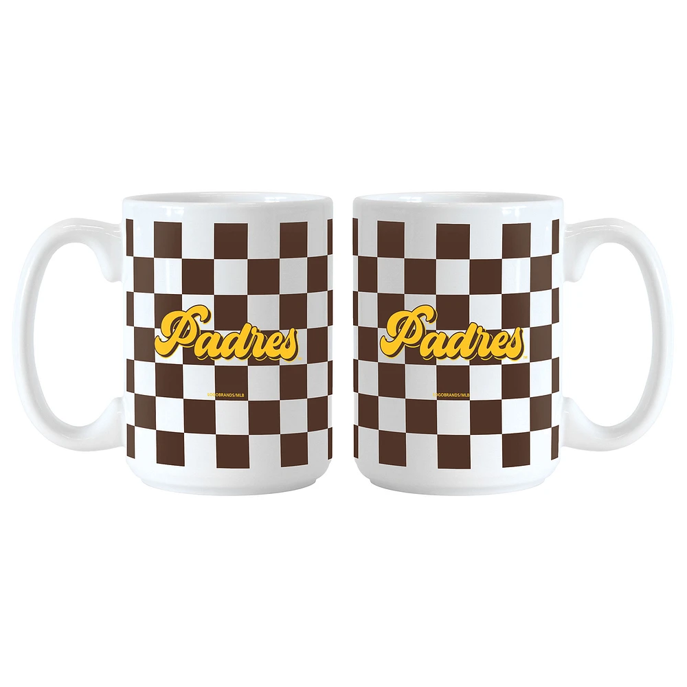 San Diego Padres 2-Pack 15oz. Checkered Wordmark Mug Set