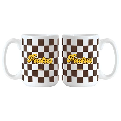 San Diego Padres 2-Pack 15oz. Checkered Wordmark Mug Set