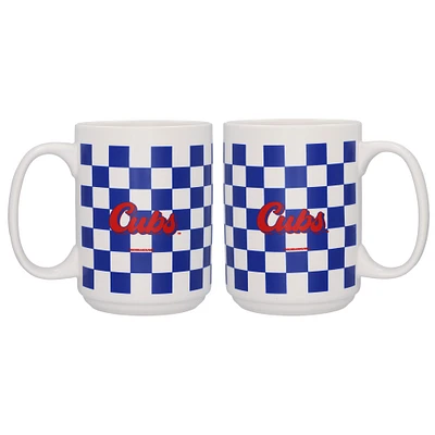 Logo Brands Chicago Cubs 2-Pack 15oz. Checkered Wordmark Mug Set