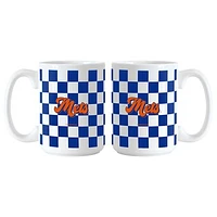 New York Mets 2-Pack 15oz. Checkered Wordmark Mug Set