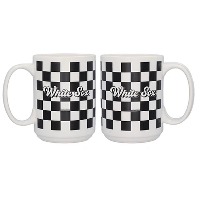 Logo Brands Chicago White Sox 2-Pack 15oz. Checkered Wordmark Mug Set