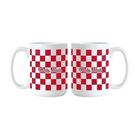 Logo Brands Ohio State Buckeyes 2-Pack 15oz. Checkered Wordmark Mug Set