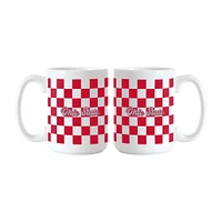 Logo Brands Ohio State Buckeyes 2-Pack 15oz. Checkered Wordmark Mug Set