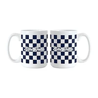 Logo Brands Notre Dame Fighting Irish 2-Pack 15oz. Checkered Wordmark Mug Set