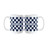 Logo Brands Notre Dame Fighting Irish 2-Pack 15oz. Checkered Wordmark Mug Set