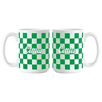 Boston Celtics 2-Pack 15oz. Checkered Wordmark Mug Set