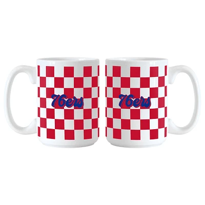 Philadelphia 76ers 2-Pack 15oz. Checkered Wordmark Mug Set