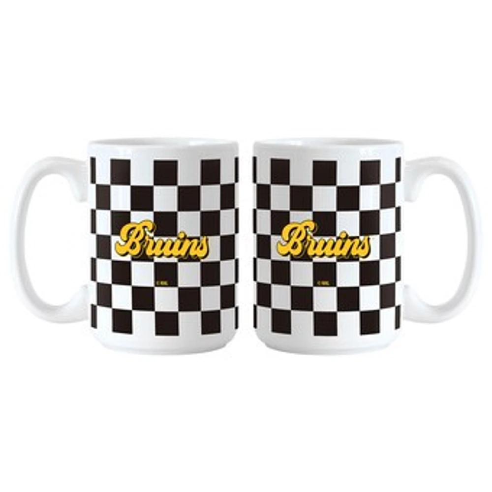 Boston Bruins 2-Pack 15oz. Checkered Wordmark Mug Set