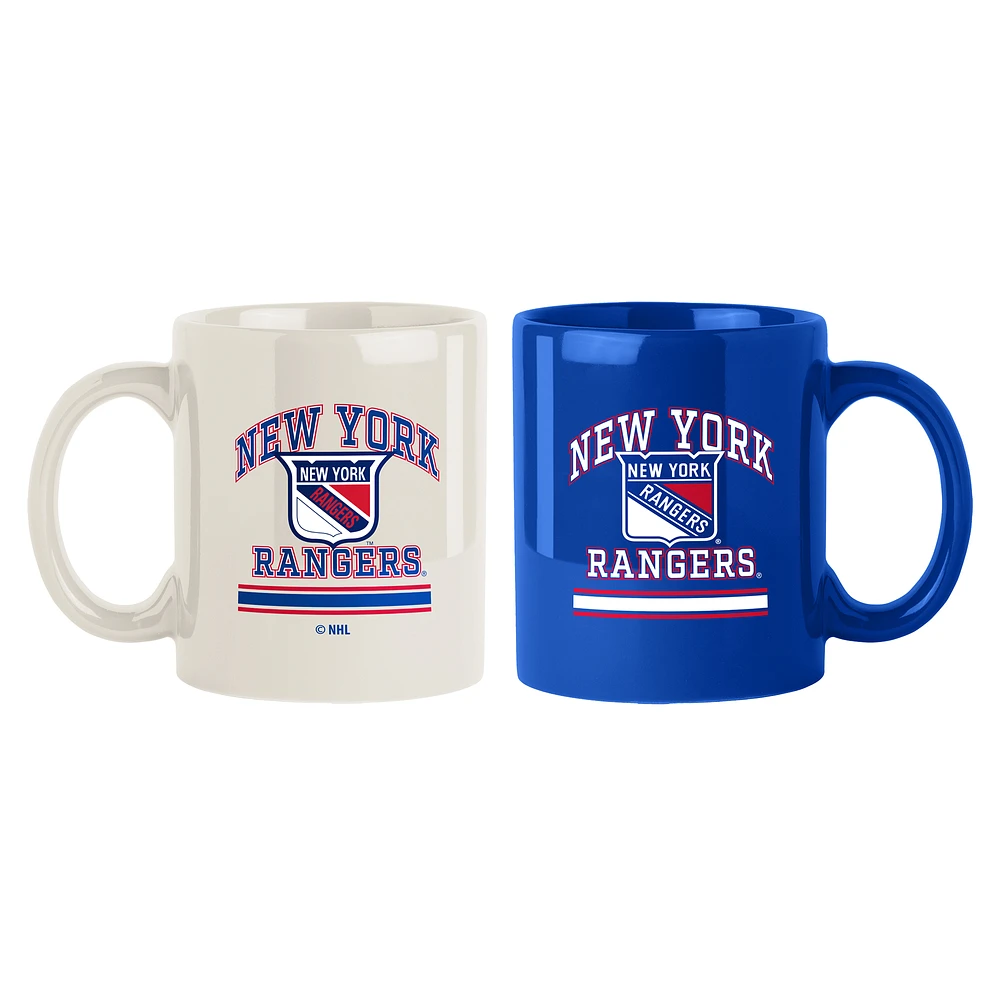 New York Rangers 2-Pack 15oz. Checkered Wordmark Mug Set