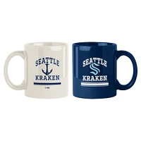 Seattle Kraken 2-Pack 15oz. Checkered Wordmark Mug Set