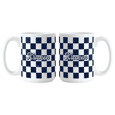 Seattle Kraken 2-Pack 15oz. Checkered Wordmark Mug Set