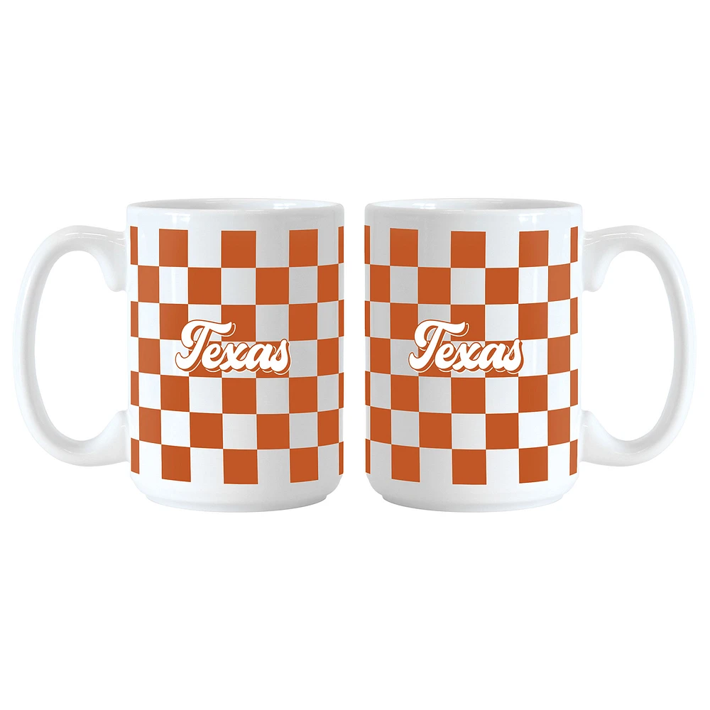 Texas Longhorns 2-Pack 15oz. Checkered Wordmark Mug Set