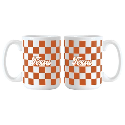 Texas Longhorns 2-Pack 15oz. Checkered Wordmark Mug Set