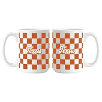 Texas Longhorns 2-Pack 15oz. Checkered Wordmark Mug Set