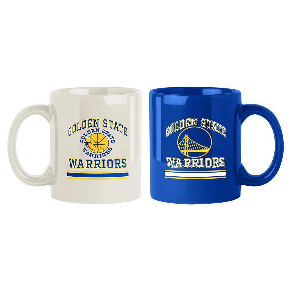 Golden State Warriors 2-Pack 15oz. Checkered Wordmark Mug Set