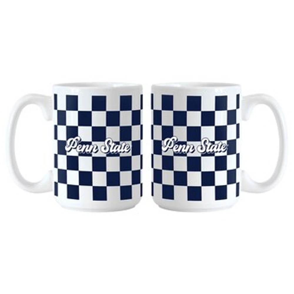 Penn State Nittany Lions 2-Pack 15oz. Checkered Wordmark Mug Set