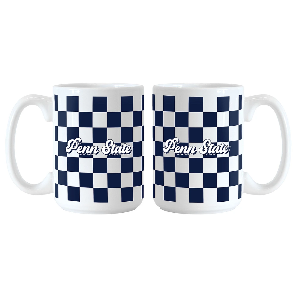 Penn State Nittany Lions 2-Pack 15oz. Checkered Wordmark Mug Set