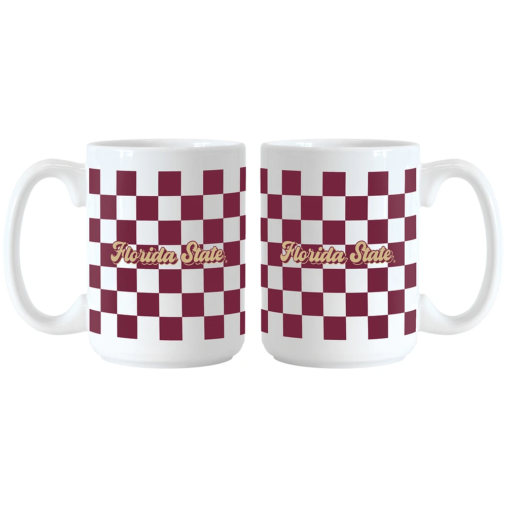 Florida State Seminoles 2-Pack 15oz. Checkered Wordmark Mug Set