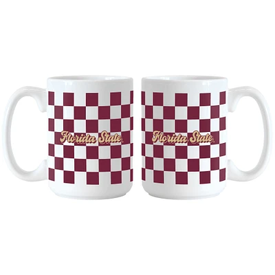 Florida State Seminoles 2-Pack 15oz. Checkered Wordmark Mug Set