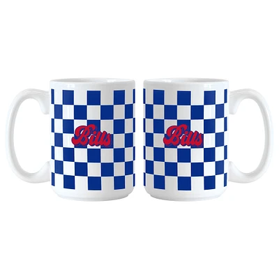 Buffalo Bills 2-Pack 15oz. Checkered Wordmark Mug Set