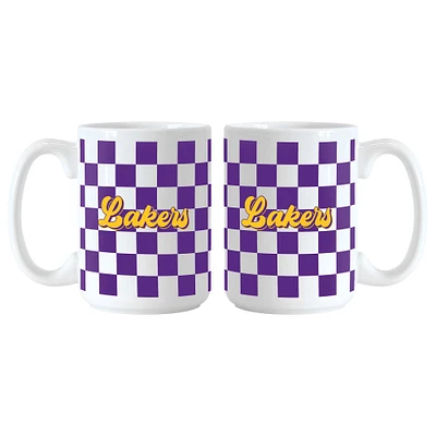 Los Angeles Lakers 2-Pack 15oz. Checkered Wordmark Mug Set