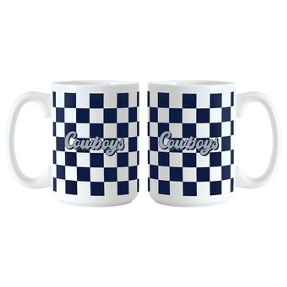 Dallas Cowboys 2-Pack 15oz. Checkered Wordmark Mug Set