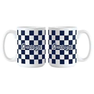 Dallas Cowboys 2-Pack 15oz. Checkered Wordmark Mug Set