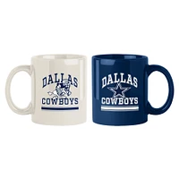 Dallas Cowboys 2-Pack 15oz. Checkered Wordmark Mug Set