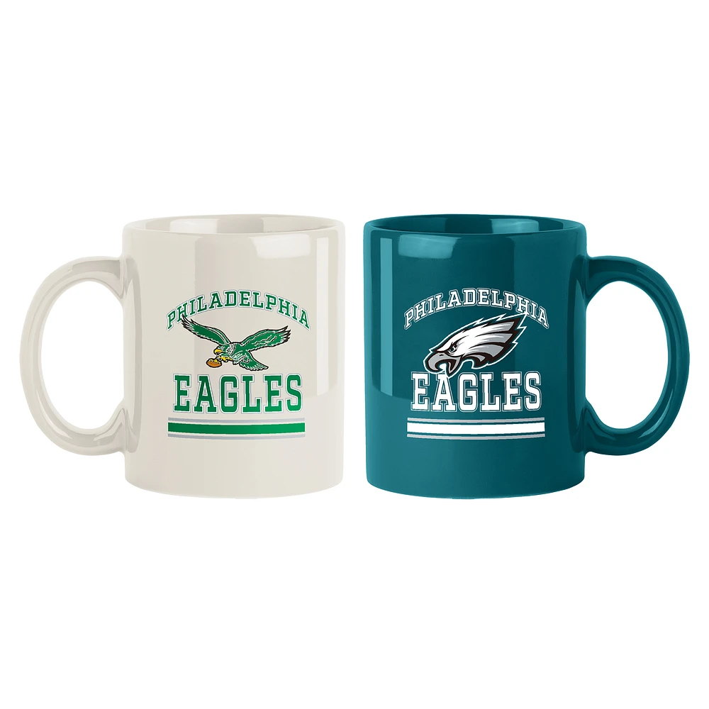 Philadelphia Eagles 2-Pack 15oz. Checkered Wordmark Mug Set