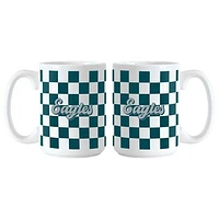 Philadelphia Eagles 2-Pack 15oz. Checkered Wordmark Mug Set