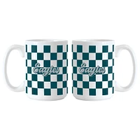 Philadelphia Eagles 2-Pack 15oz. Checkered Wordmark Mug Set