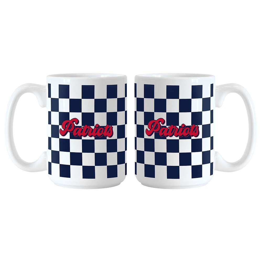 New England Patriots 2-Pack 15oz. Checkered Wordmark Mug Set