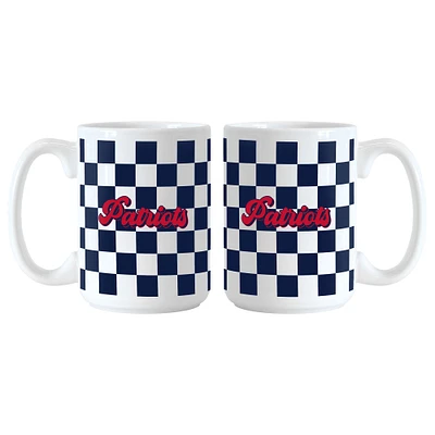 New England Patriots 2-Pack 15oz. Checkered Wordmark Mug Set