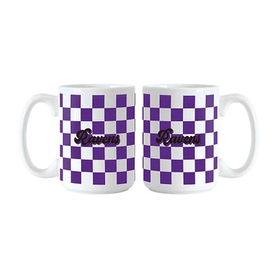 Baltimore Ravens 2-Pack 15oz. Checkered Wordmark Mug Set