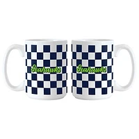 Seattle Seahawks 2-Pack 15oz. Checkered Wordmark Mug Set