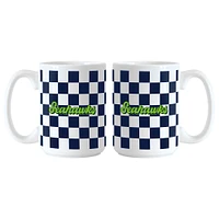 Seattle Seahawks 2-Pack 15oz. Checkered Wordmark Mug Set