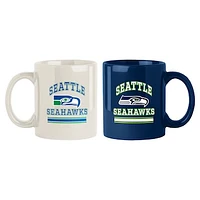 Seattle Seahawks 2-Pack 15oz. Checkered Wordmark Mug Set