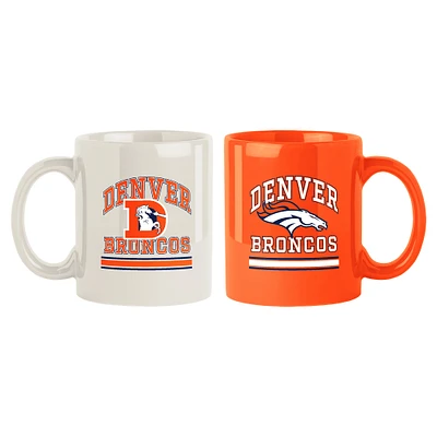 Denver Broncos 2-Pack 15oz. Checkered Wordmark Mug Set