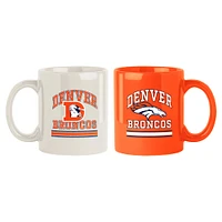 Denver Broncos 2-Pack 15oz. Checkered Wordmark Mug Set