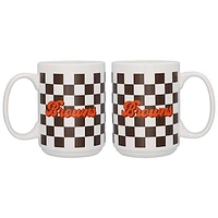 Logo Brands Cleveland Browns 2-Pack 15oz. Checkered Wordmark Mug Set