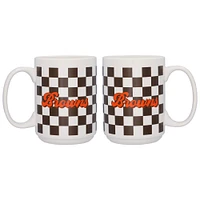 Logo Brands Cleveland Browns 2-Pack 15oz. Checkered Wordmark Mug Set