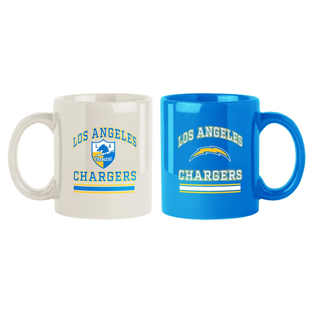 Los Angeles Chargers 2-Pack 15oz. Checkered Wordmark Mug Set