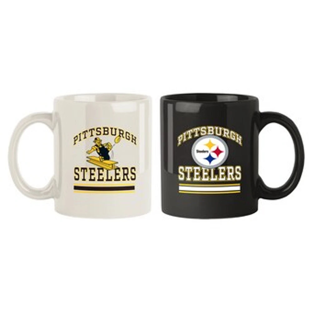 Pittsburgh Steelers 2-Pack 15oz. Checkered Wordmark Mug Set