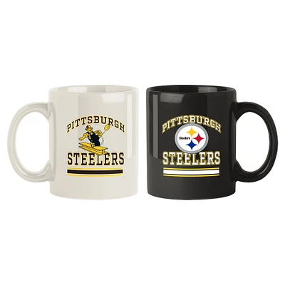 Pittsburgh Steelers 2-Pack 15oz. Checkered Wordmark Mug Set