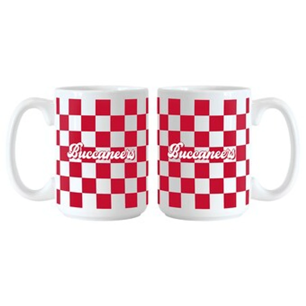 Tampa Bay Buccaneers 2-Pack 15oz. Checkered Wordmark Mug Set