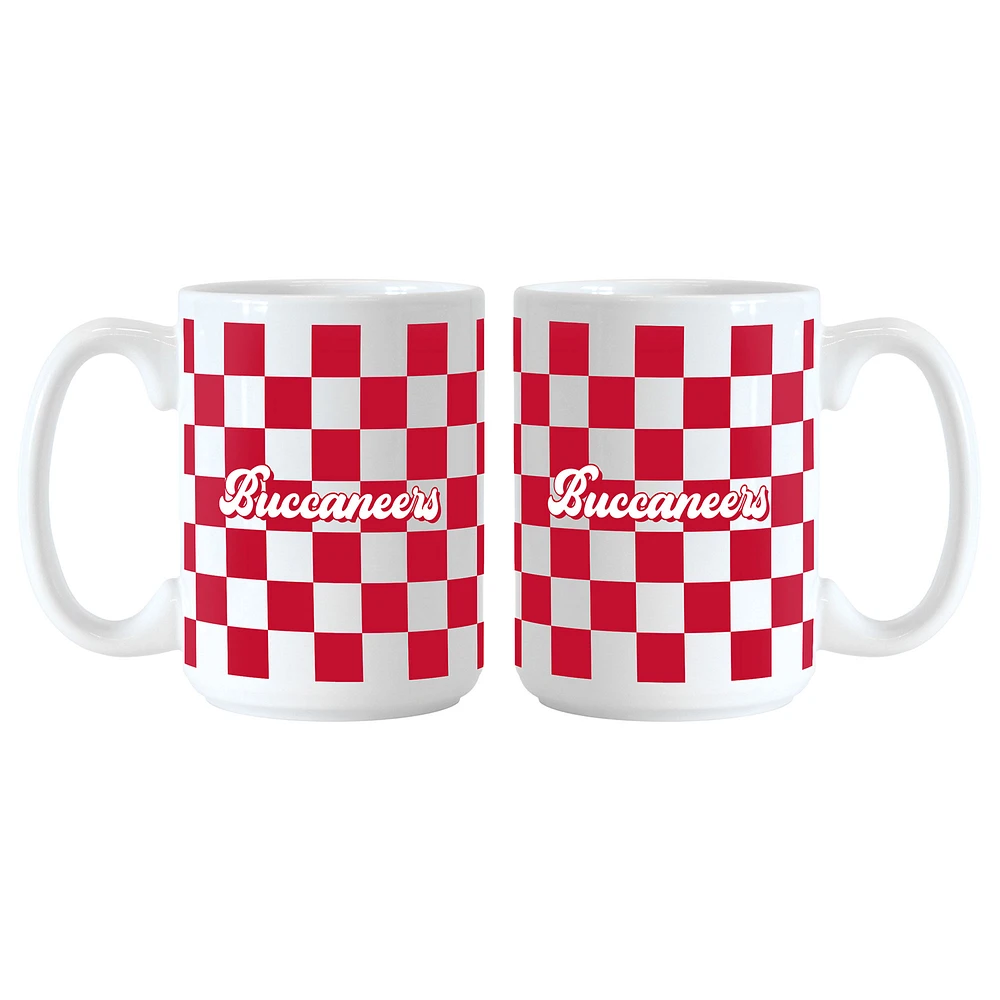 Tampa Bay Buccaneers 2-Pack 15oz. Checkered Wordmark Mug Set