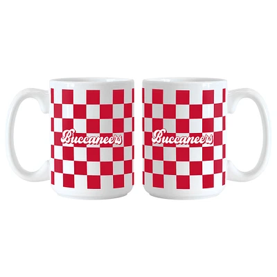 Tampa Bay Buccaneers 2-Pack 15oz. Checkered Wordmark Mug Set