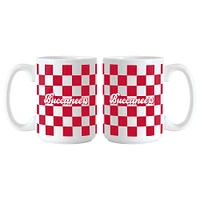 Tampa Bay Buccaneers 2-Pack 15oz. Checkered Wordmark Mug Set