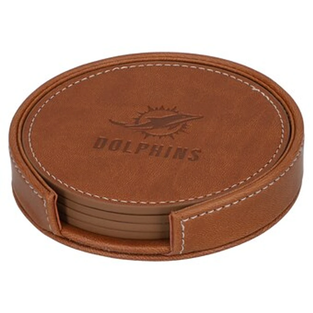 Miami Dolphins 4-Pack Faux Leather Coaster Set